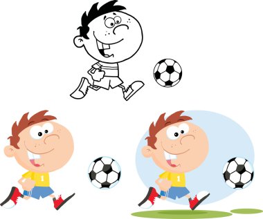 çocuğun futbol topu ile çalışan.