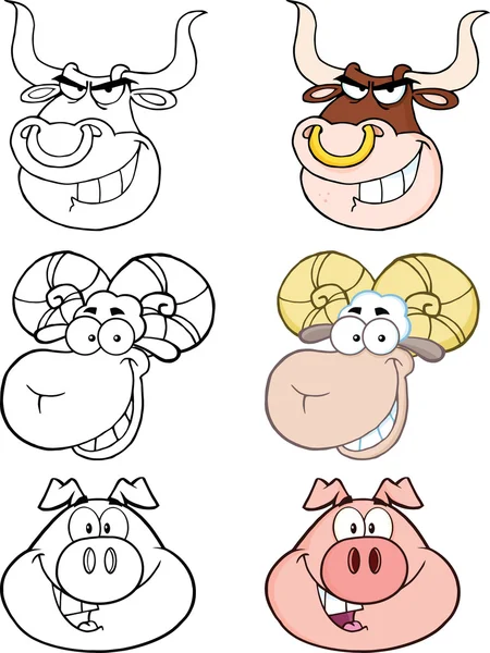 Персонажи мультфильмов о головах животных . — стоковое фото