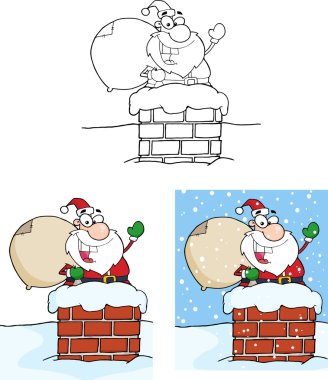Noel Baba bacasından sallayarak.