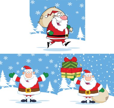 Noel Baba farklı pozlar.