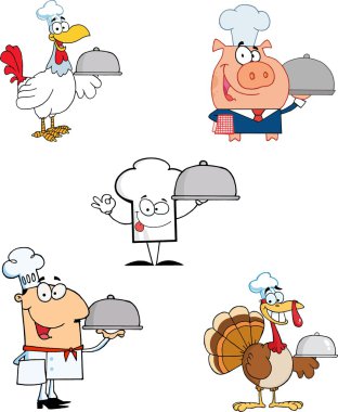 Farklı Şef çizgi film maskot karakterler