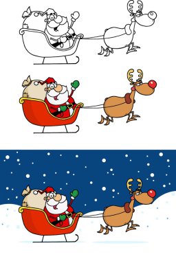 Noel Noel Baba Ren geyiği ile kızak