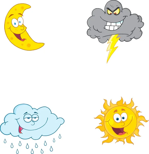Weather Symbols Cartoon Character — Stock Vector