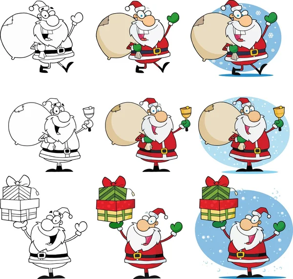 Papai Noel personagens de mascote de desenhos animados — Vetor de Stock