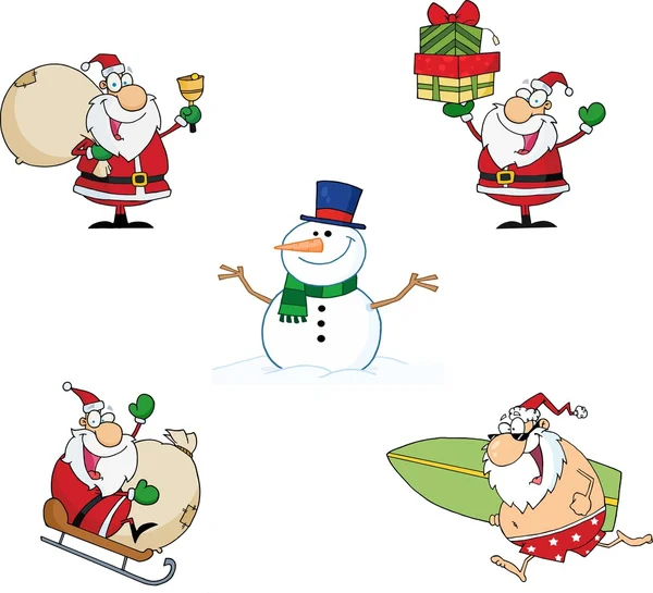 Personnages de bande dessinée de Noël — Image vectorielle