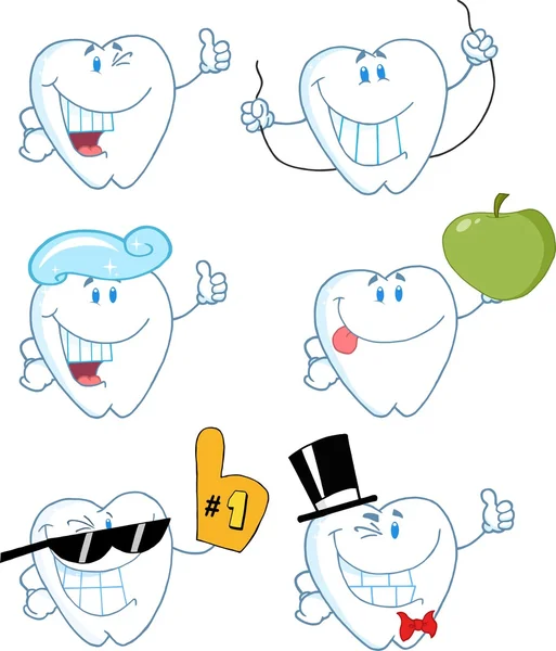 Personaggi dei cartoni animati denti — Vettoriale Stock