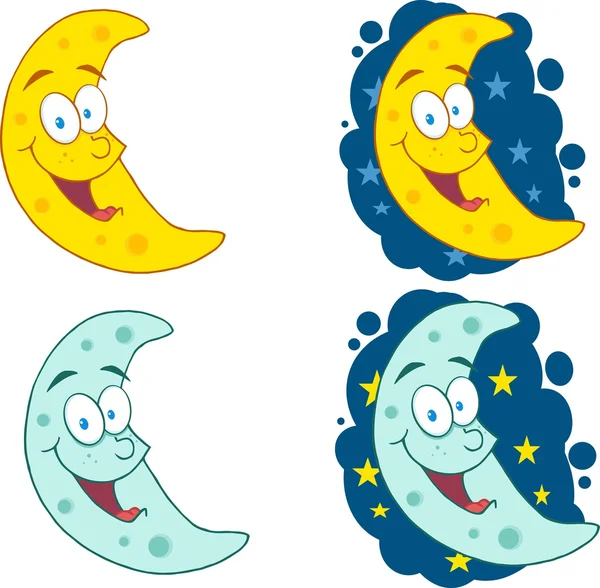 Happy Moon Character — Stock Vector