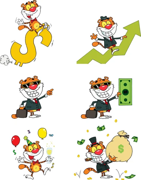 Tiger Cartoon Characters — Stock Vector