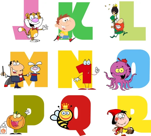 Coleção de alfabeto de desenhos animados alegres — Vetor de Stock