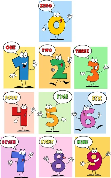 Funny Friendly Comics Numbers — Stock Vector