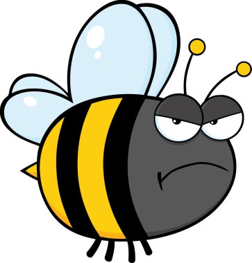 Angry Bee Character clipart