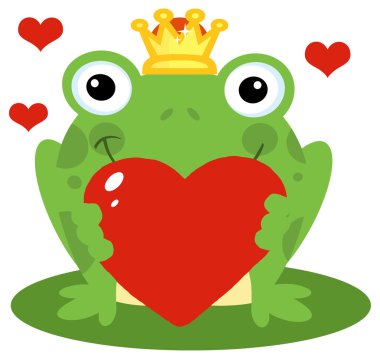 Frog Prince Character With Hearts clipart