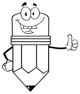 Mutlu kalem bir başparmak Giving yukarıya