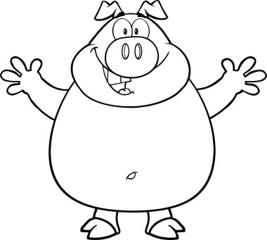 Pig Open Arms For Hugging. clipart
