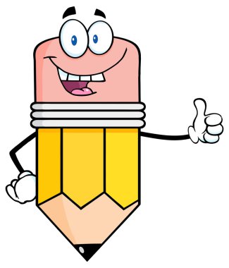 Mutlu kalem bir başparmak Giving yukarıya