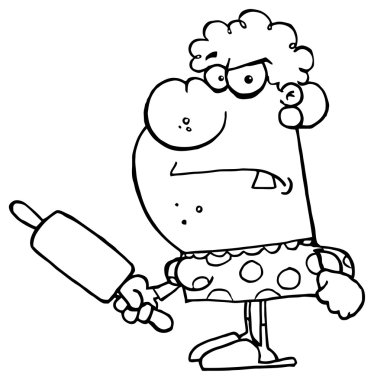 Karısı bir oklava ile