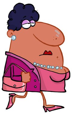 çizgi film çantalı kadının