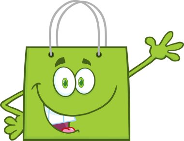 Yeşil çanta sallayarak alışveriş