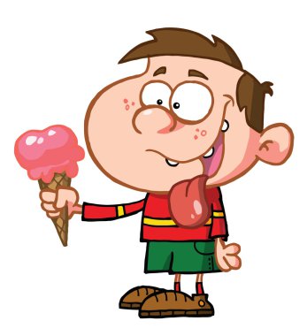 cartoon boy with ice cream clipart