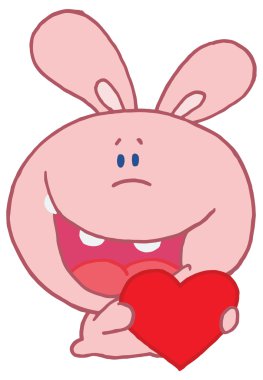 Karikatür tavşan kalpli