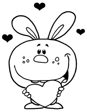 Kırmızı bir kalp tutan tavşan