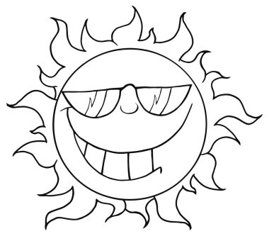 Güneş çizgi film karakteri ile güneş gözlüğü