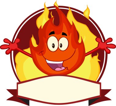 Yangın çizgi film maskot etiket