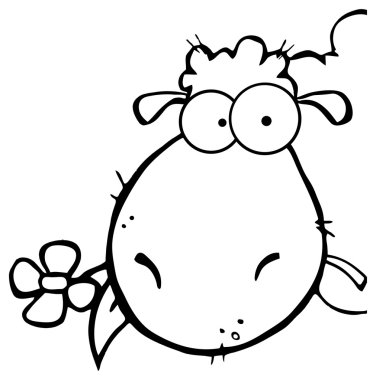 Beyaz koyun karakter karikatür