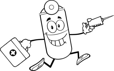 Şırınga ve tıp çanta ile hap kapsül