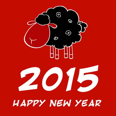 Yıl, koyun tasarım kartı ile beyaz sayı