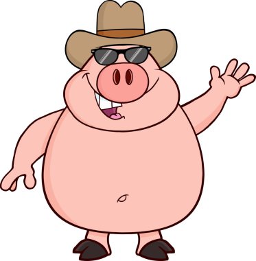 Pig With Sunglasses And Cowboy Hat clipart