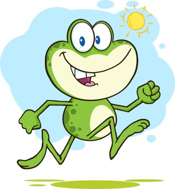 Kurbağa karakter çalışan açık.