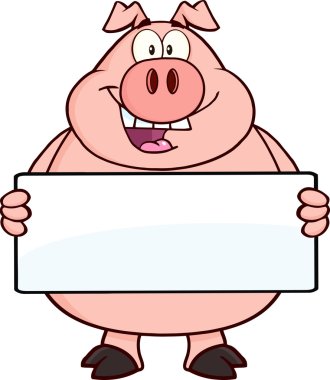 Pig Holding A Banner. clipart