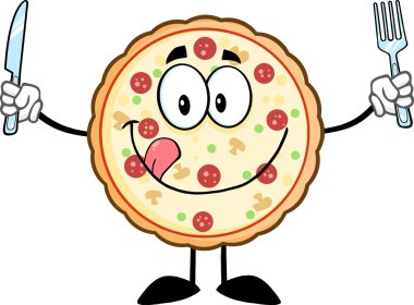 Bıçak ve çatal pizza.