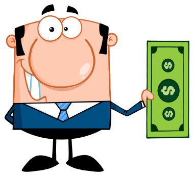 Bir dolarlık banknot ile işadamı