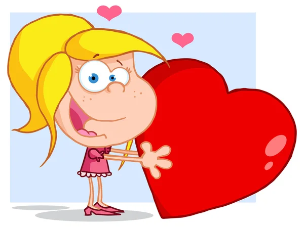 Chica de dibujos animados con corazón — Vector de stock