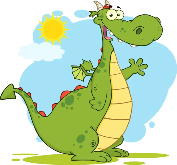 Green Dragon Cartoon — Stock Vector