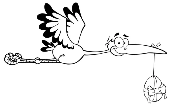 Cigogne volant avec oeuf de Pâques — Image vectorielle