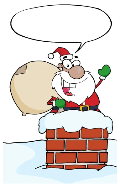 Santa claus en casa chimenea — Vector de stock