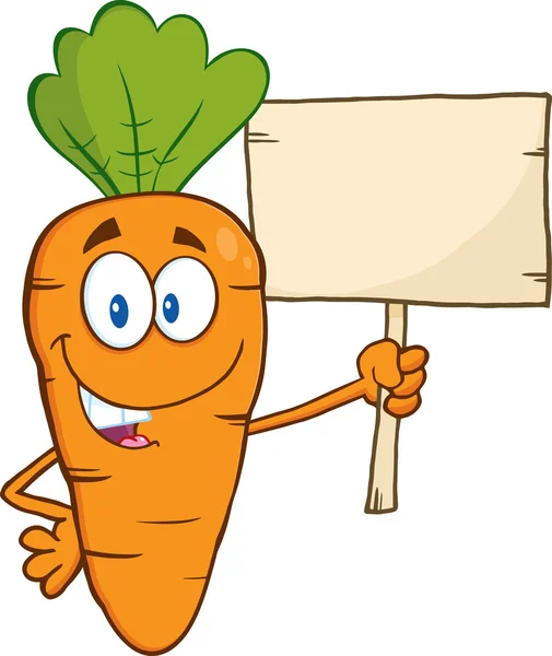 Carrot Holding A Wooden Board. - Stok Vektor
