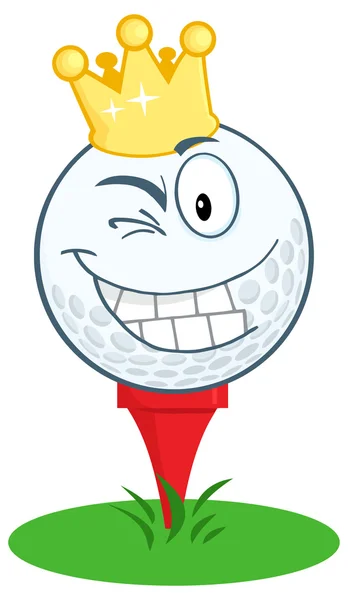 Ευτυχισμένος γκολφ μπάλα χαρακτήρα κινουμένων σχεδίων — Διανυσματικό Αρχείο