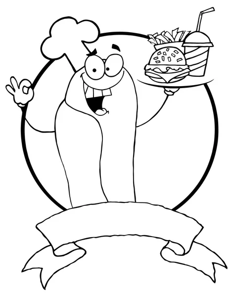 Cartoon hotdog Chef karakter — Stockvector
