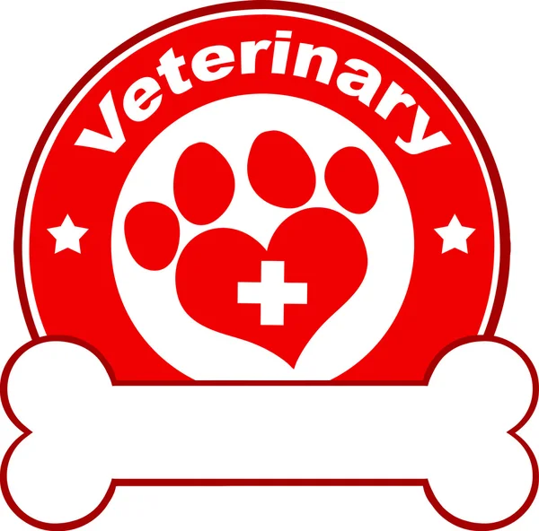 Étiquette vétérinaire cercle rouge — Image vectorielle