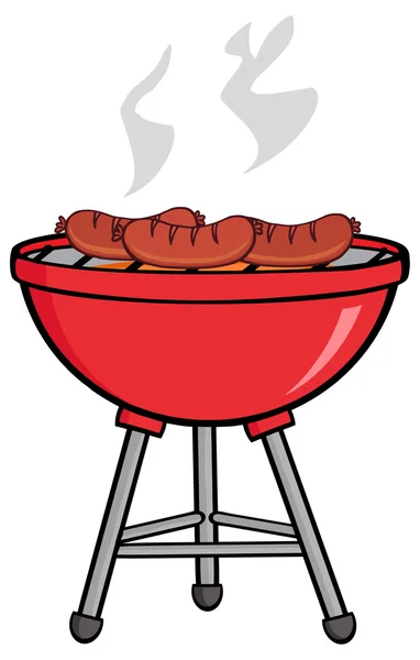 Gegrilde worstjes op barbecue — Stockvector