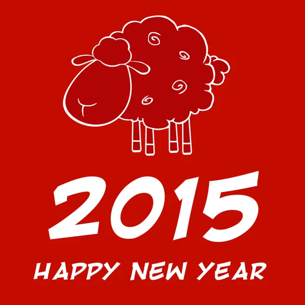 Ano de cartão de design de ovelha com número branco — Vetor de Stock