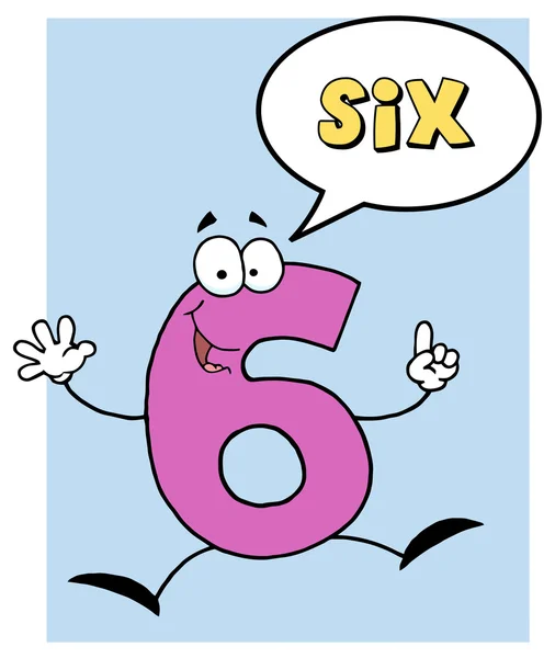 Number Six Cartoon Character — Stock Vector