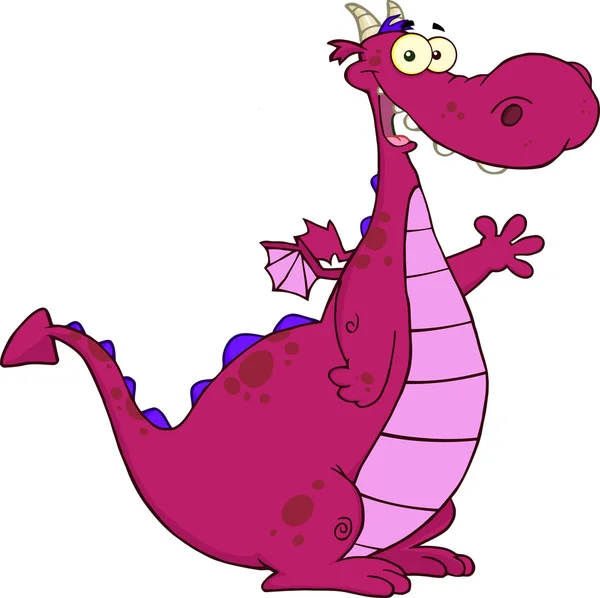 Paarse Dragon Cartoon — Stockvector