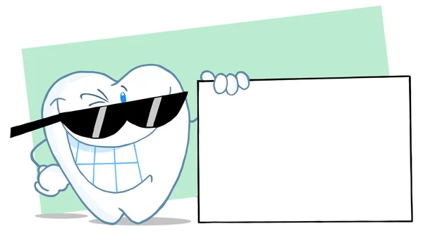 Kreslený zub s prázdnou kartou — Stockový vektor