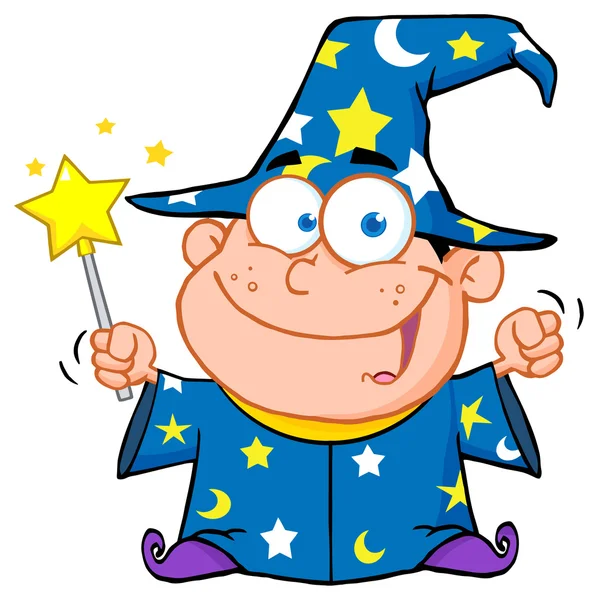 Happy Wizard Boy — Stock Vector