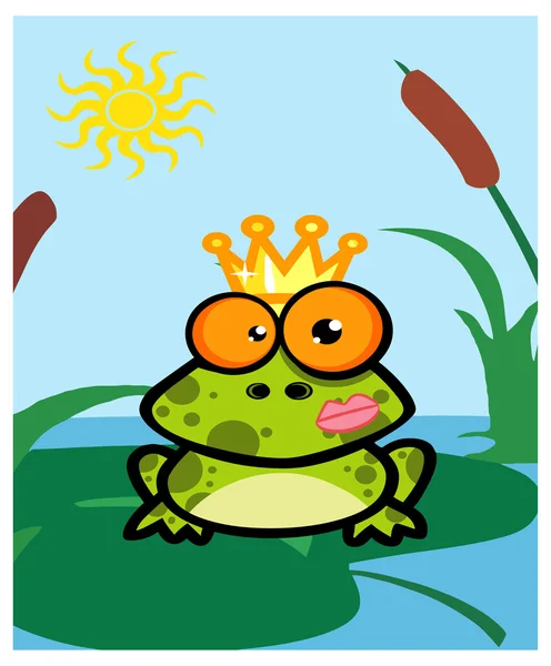 Cartoon Princess Frog — Stock Vector